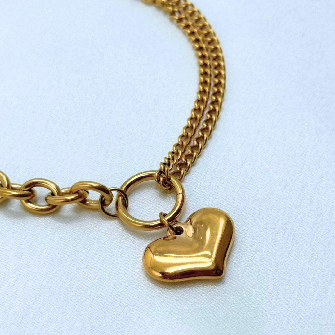 Golden Heart Link Bracelet