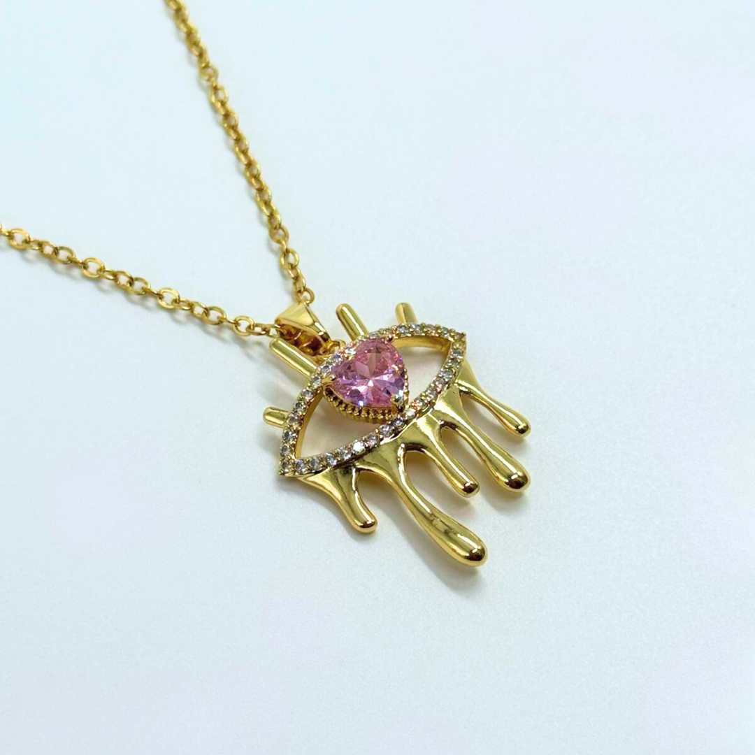 Evil Eye Heart Drop Necklace