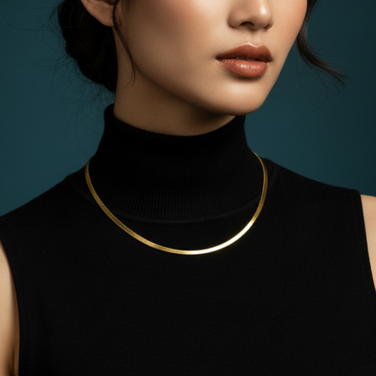 Luna Flat Chain Choker – Demi-Fine Gold Essential