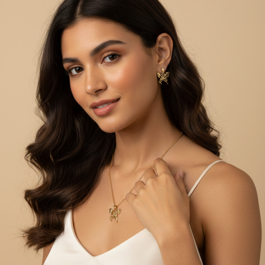 Flutter Muse Necklace & Stud Earrings Set