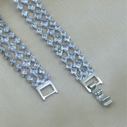 Triple Row Crystal Lattice Bracelet