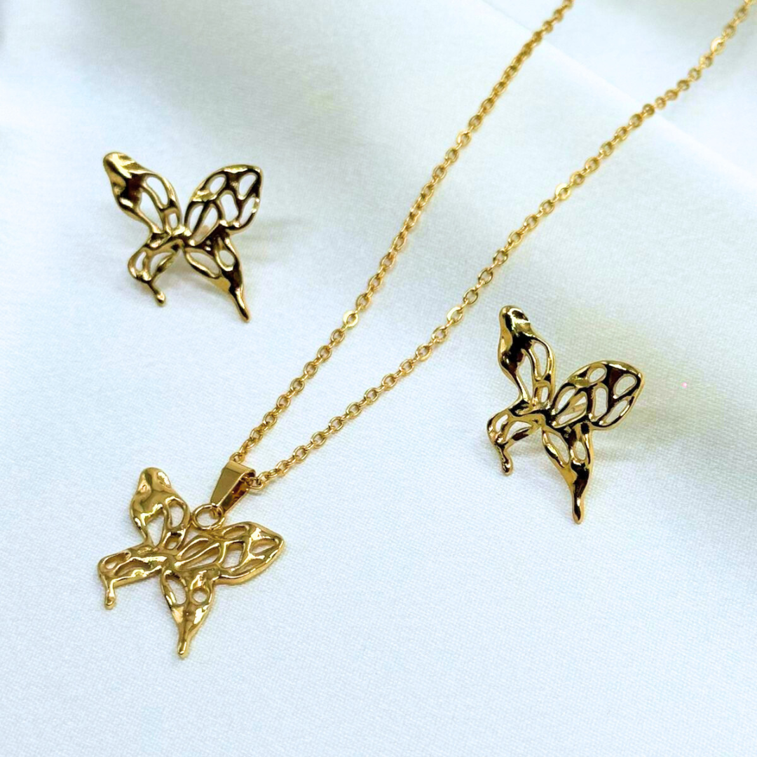 Flutter Muse Necklace & Stud Earrings Set