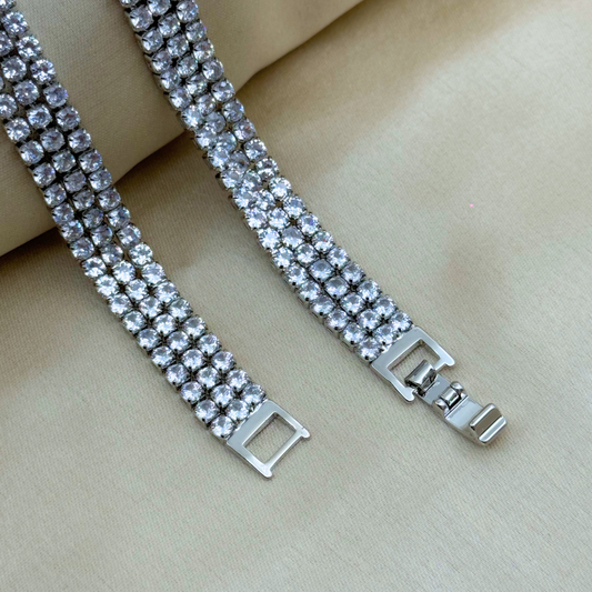 Triple Row Round Cut Crystal Bracelet