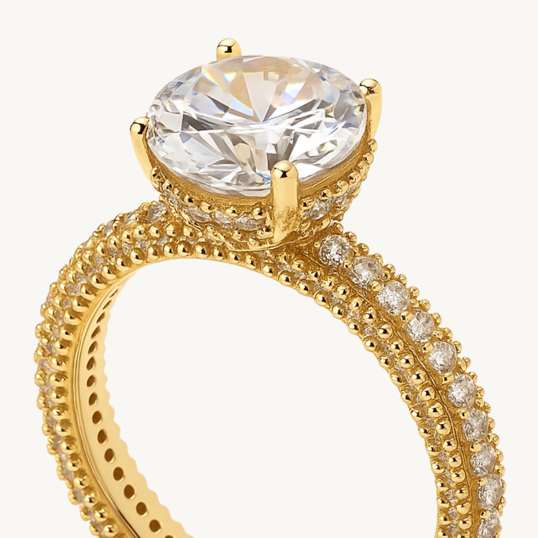 Designer Solitaire Pave Band Ring