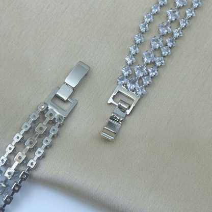 Triple Row Crystal Lattice Bracelet