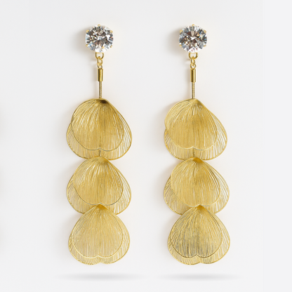 Petal Drop with Crystal Studs Earrings