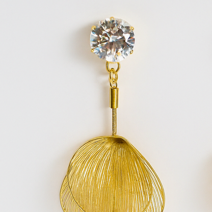 Petal Drop with Crystal Studs Earrings