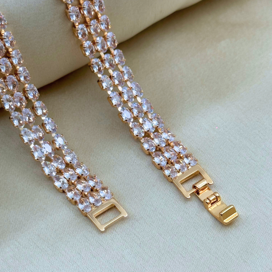 Triple Row Oval Cut Crystal Bracelet