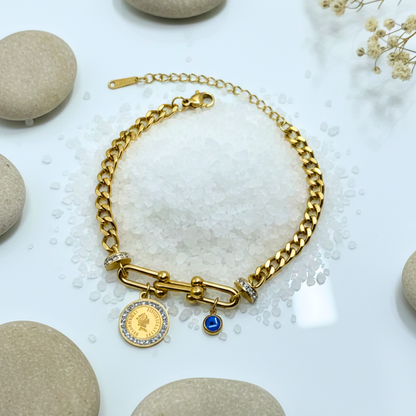 Regal Link Evil Eye Coin Bracelet