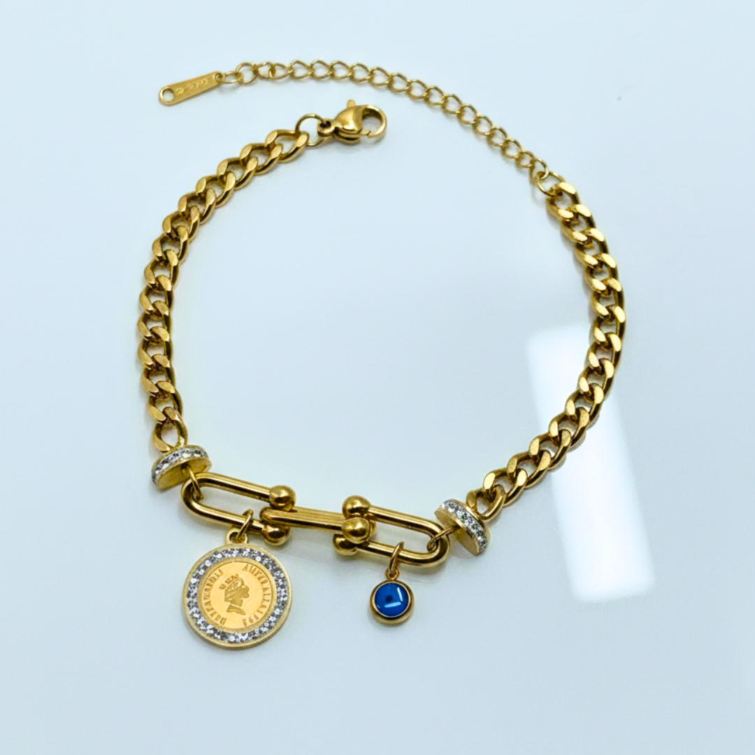 Regal Link Evil Eye Coin Bracelet