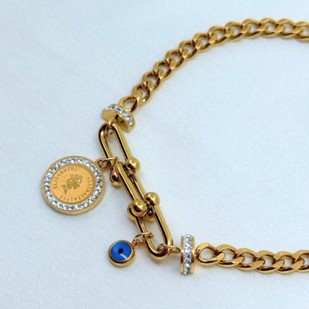 Regal Link Evil Eye Coin Bracelet