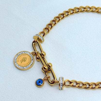 Regal Link Evil Eye Coin Bracelet
