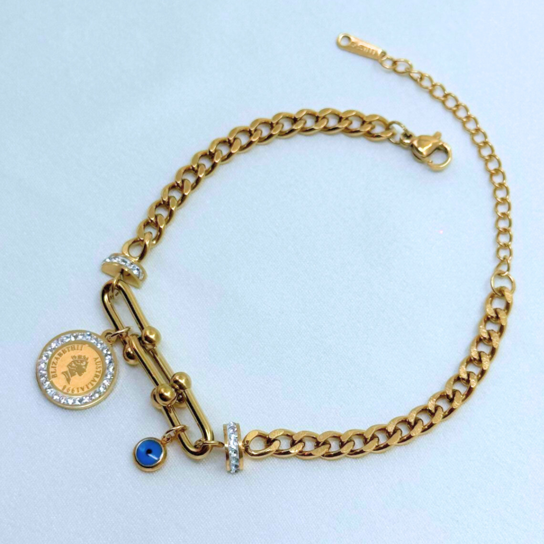 Regal Link Evil Eye Coin Bracelet