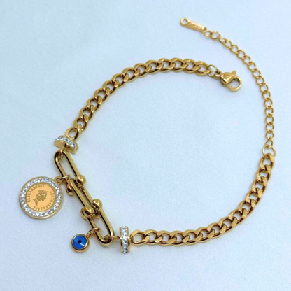 Regal Link Evil Eye Coin Bracelet