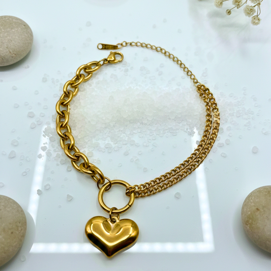 Golden Heart Link Bracelet