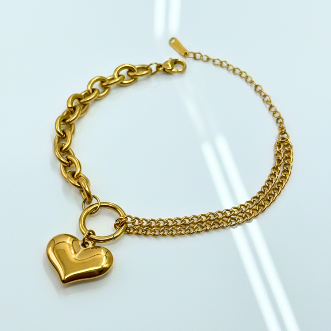 Golden Heart Link Bracelet