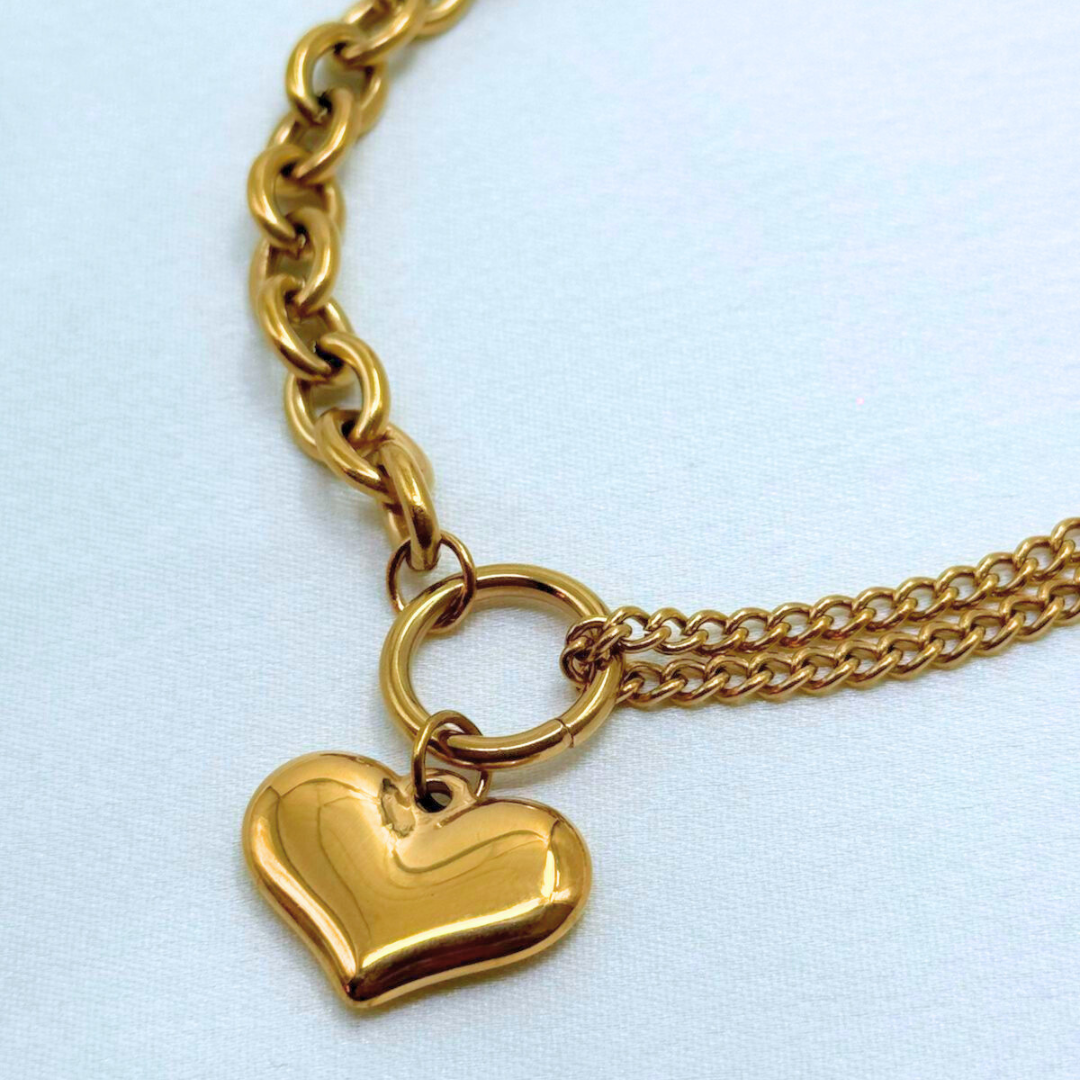 Golden Heart Link Bracelet
