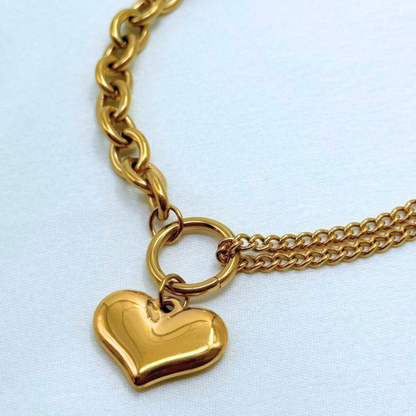 Golden Heart Link Bracelet