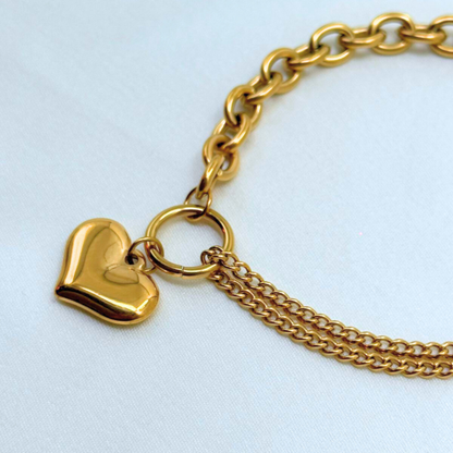 Golden Heart Link Bracelet