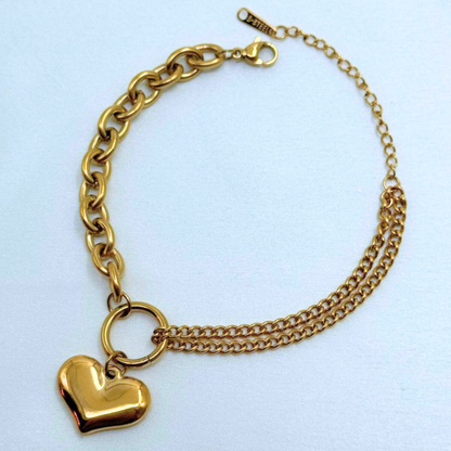 Golden Heart Link Bracelet