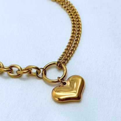 Golden Heart Link Bracelet
