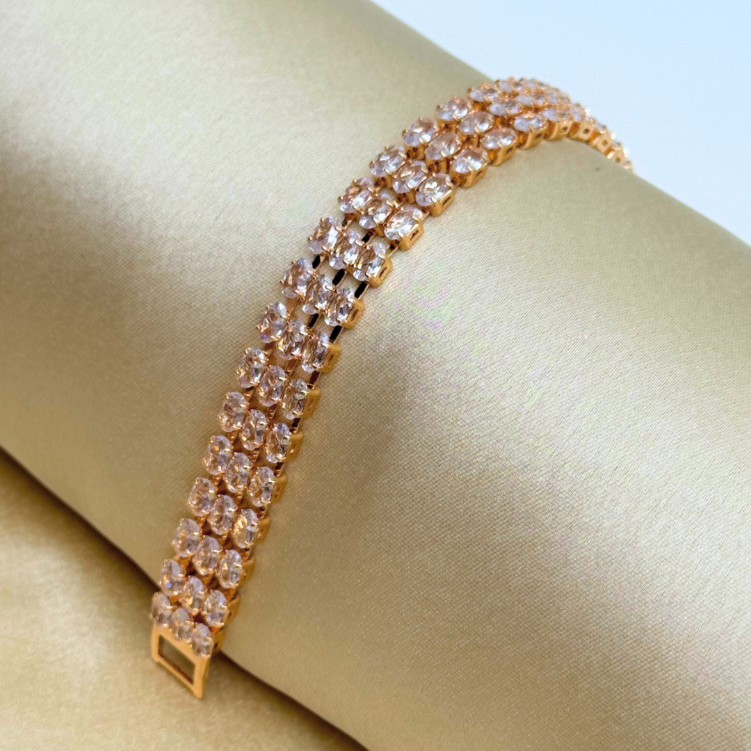 Triple Row Oval Cut Crystal Bracelet