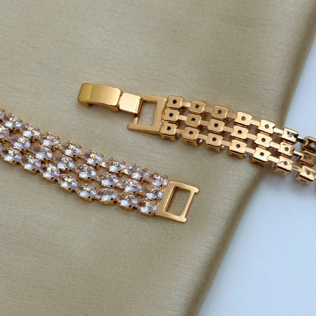 Triple Row Oval Cut Crystal Bracelet