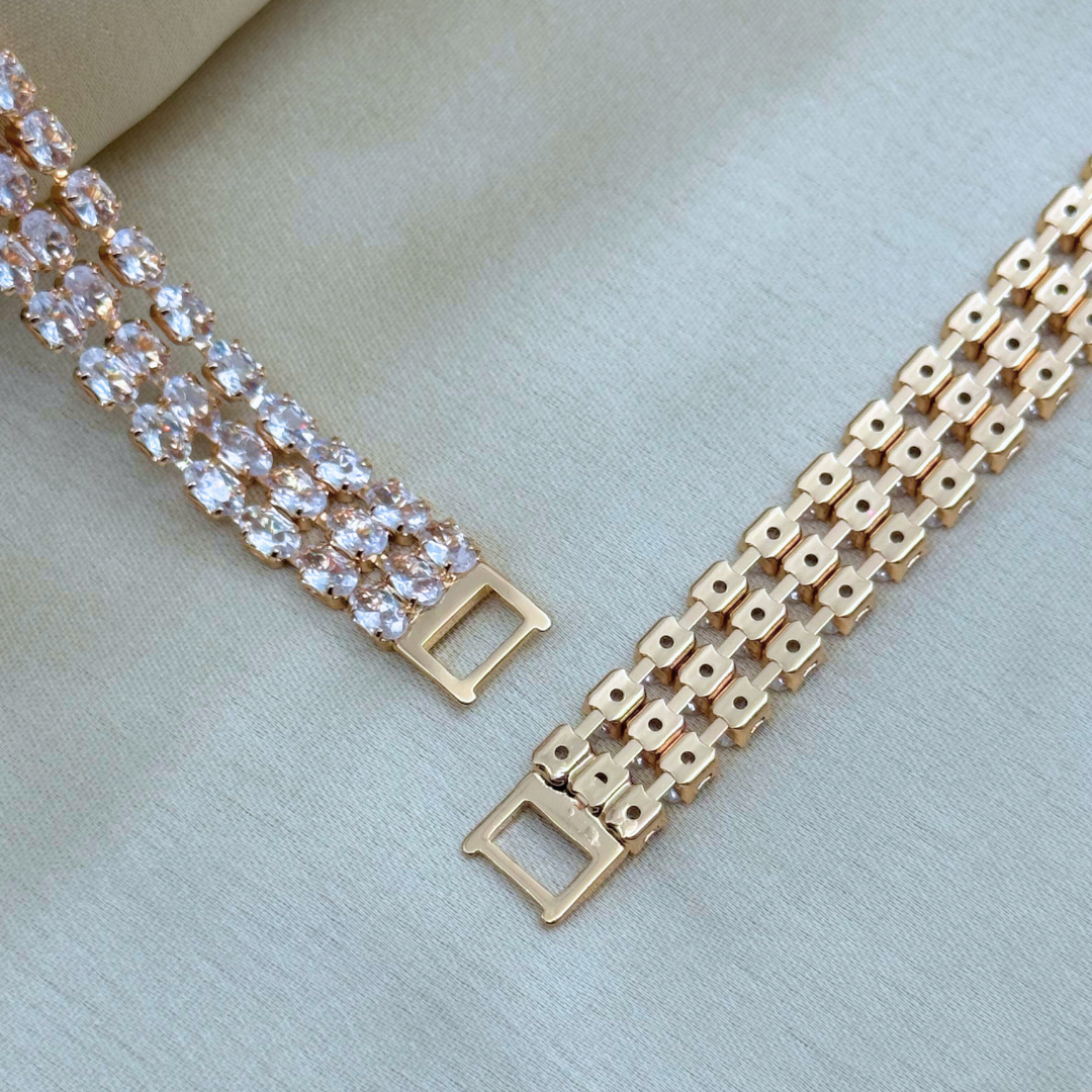 Triple Row Oval Cut Crystal Bracelet
