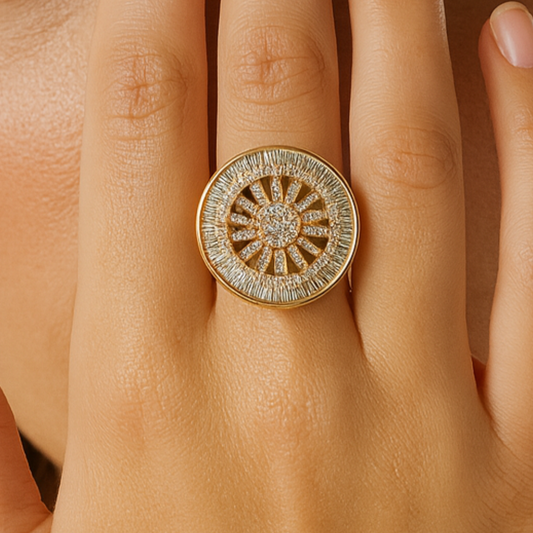 Gold Radiant Sunburst Ring
