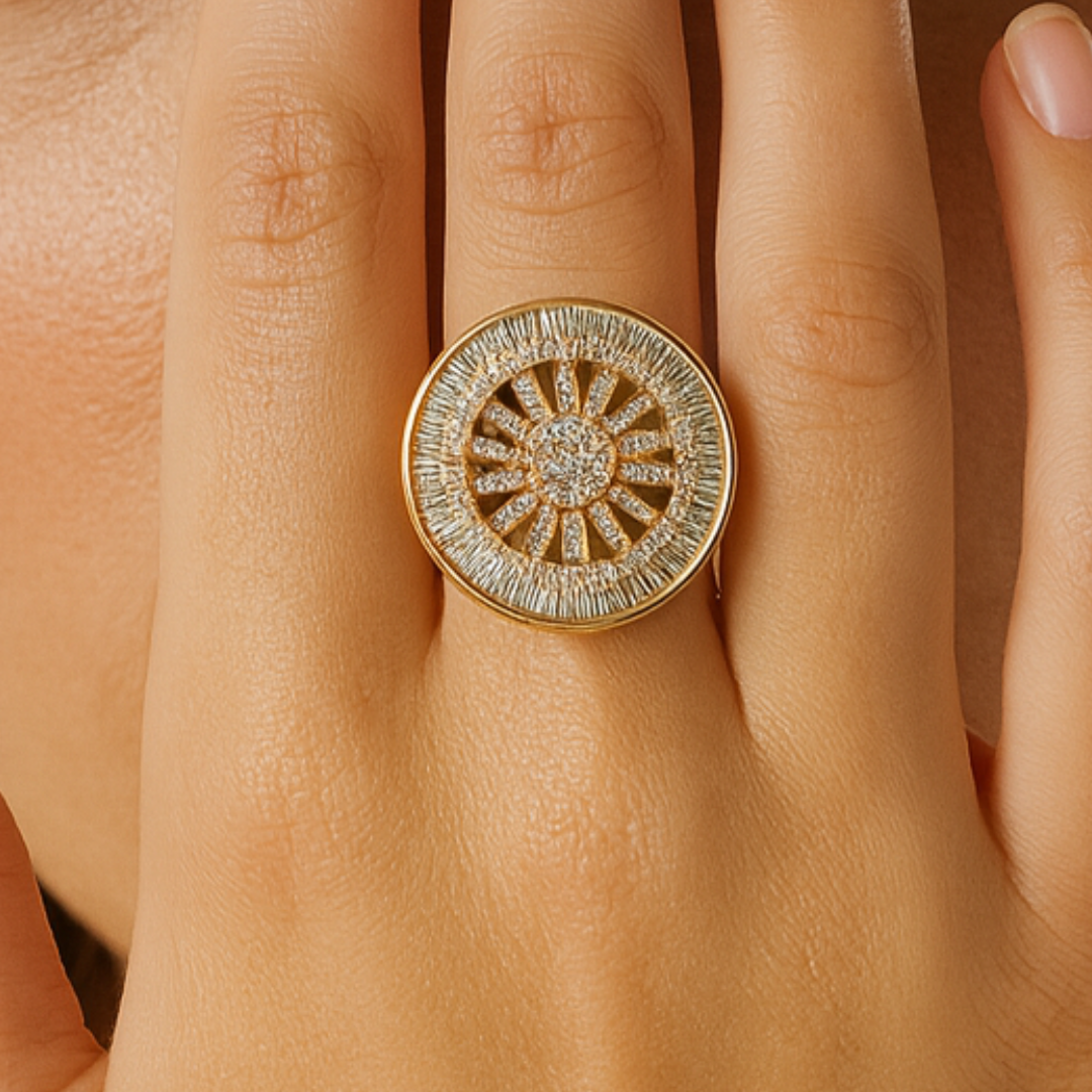 Gold Radiant Sunburst Ring