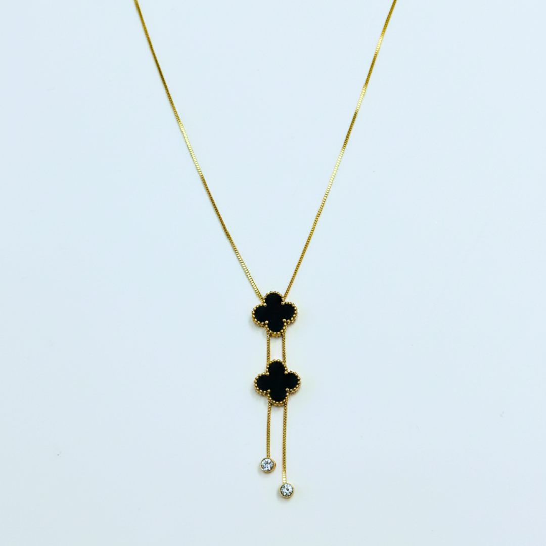 Midnight Clover Drop Necklace
