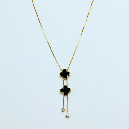 Midnight Clover Drop Necklace