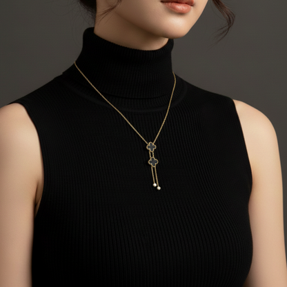 Midnight Clover Drop Necklace