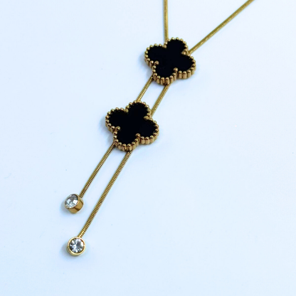 Midnight Clover Drop Necklace