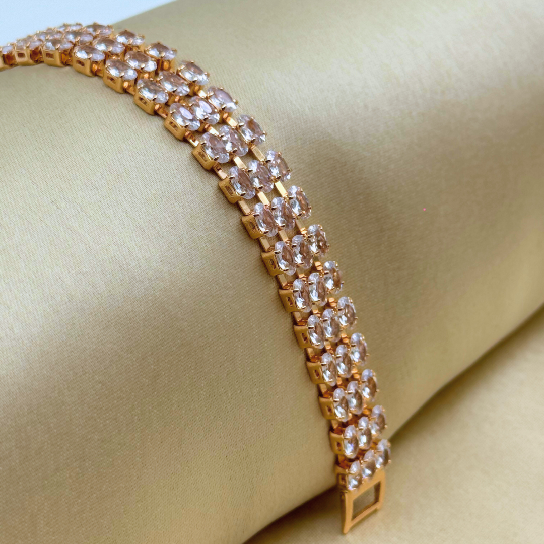 Triple Row Oval Cut Crystal Bracelet