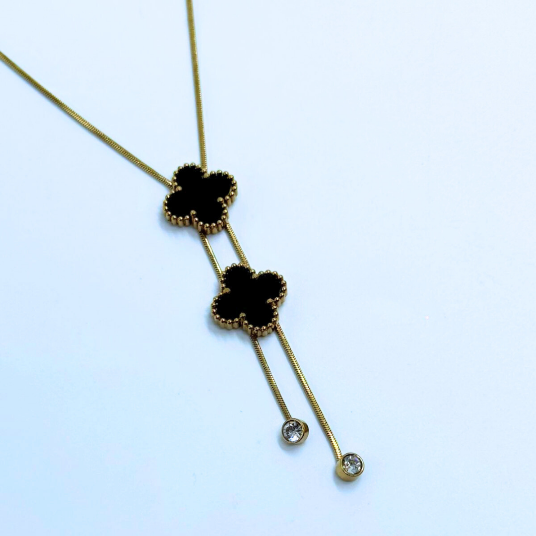 Midnight Clover Drop Necklace