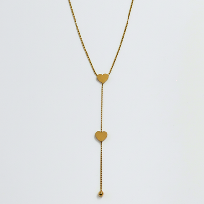 Double Heart Drop Necklace