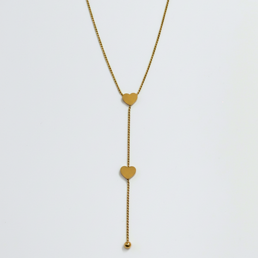Double Heart Drop Necklace
