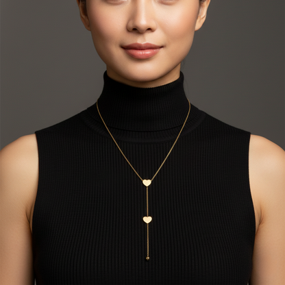 Double Heart Drop Necklace