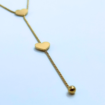 Double Heart Drop Necklace
