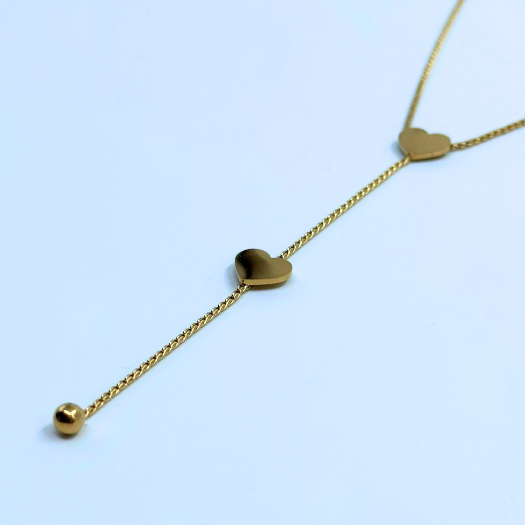 Double Heart Drop Necklace