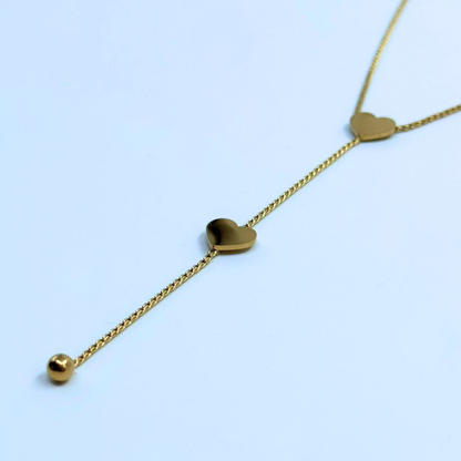 Double Heart Drop Necklace