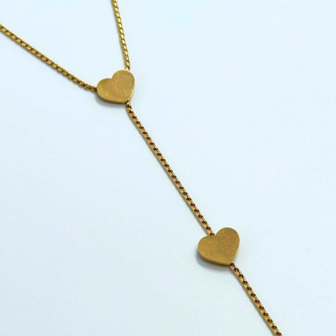 Double Heart Drop Necklace