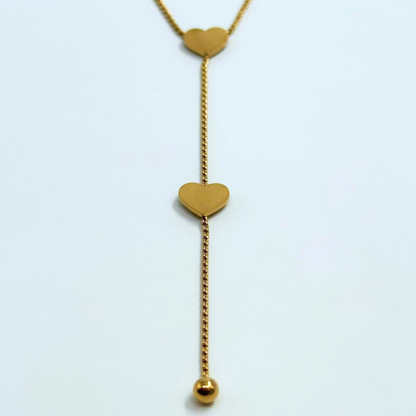 Double Heart Drop Necklace