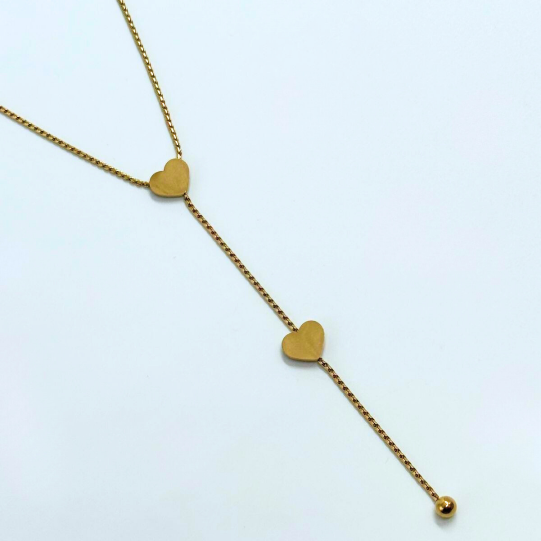 Double Heart Drop Necklace