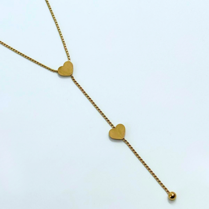 Double Heart Drop Necklace