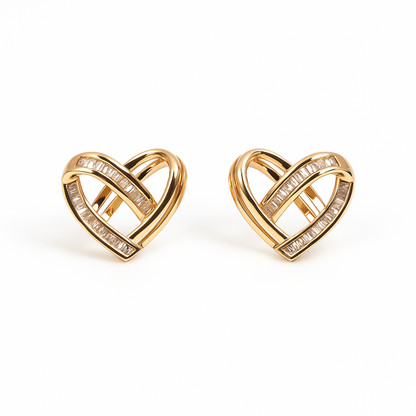 Gold Heart Lattice Earrings