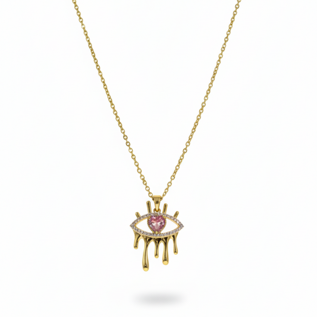 Evil Eye Heart Drop Necklace