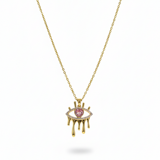 Evil Eye Heart Drop Necklace