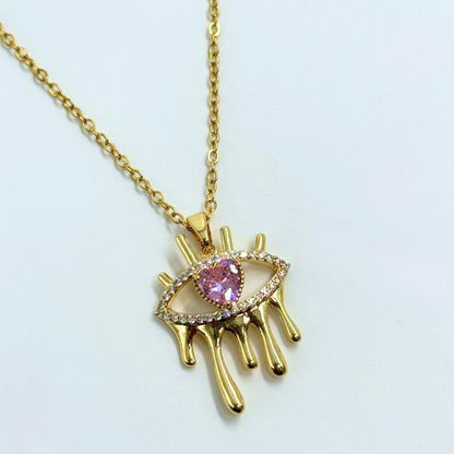 Evil Eye Heart Drop Necklace